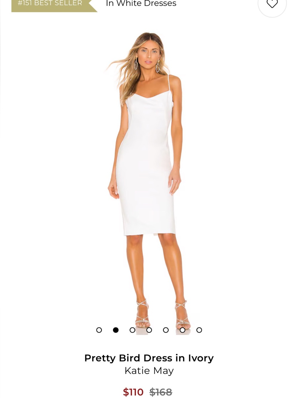 Katie May Ivory Slip Midi Dress with Cowl Neck